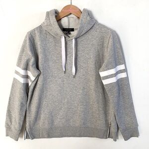Atmosphere gray long sleeve hoodie sweatshirt with bottom side zippers, Size 10